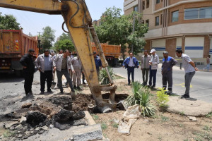 فروریزش مجدد خط اصلی انتقال فاضلاب خیابان بهارستان شرقی ملک شهر