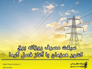 سبقت مصرف روزانه برق کشور همزمان با آغاز فصل گرما