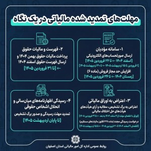 مهلت های تمدید شده مالیاتی در یک نگاه